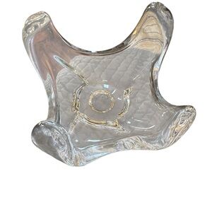 Elegant Clear Glass Decorative Signed Cofrac Art Verrier French Bowl